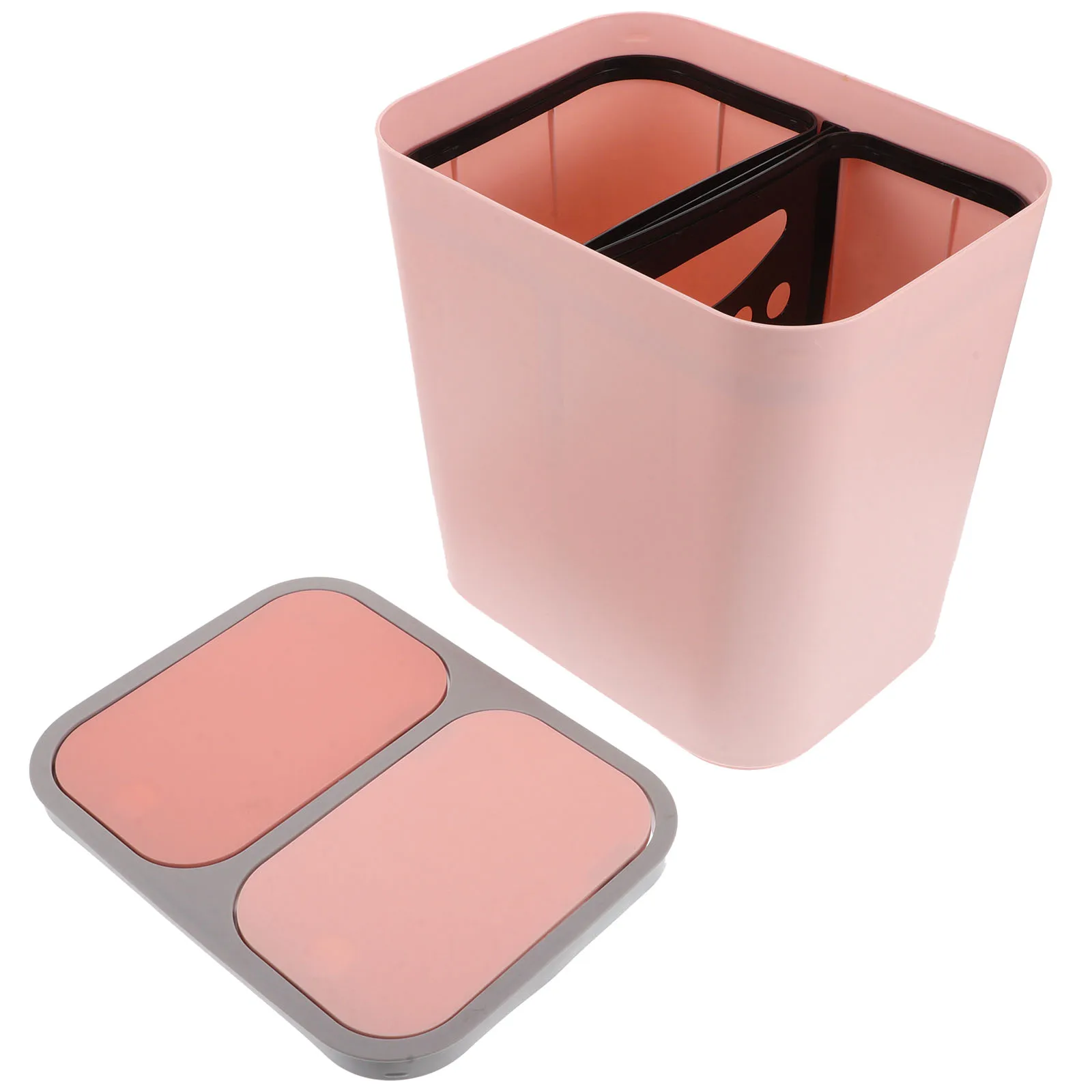 

Sturdy Dual Compartment Trash Can Large Capacity Kitchen Garbage Bin Bathroom Outdoor Wet Dry Waste Plastic Dustbin for Home