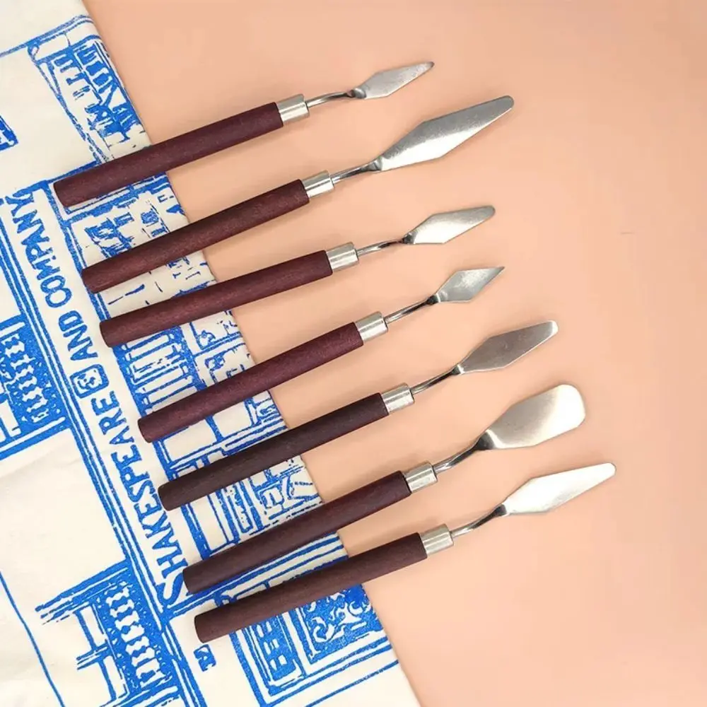 مكشطة طلاء زيتي من الأكريليك من الفولاذ المقاوم للصدأ لوحة عالية الجودة ملعقة الغواش لوحة ألوان خلط مكشطة الطالب