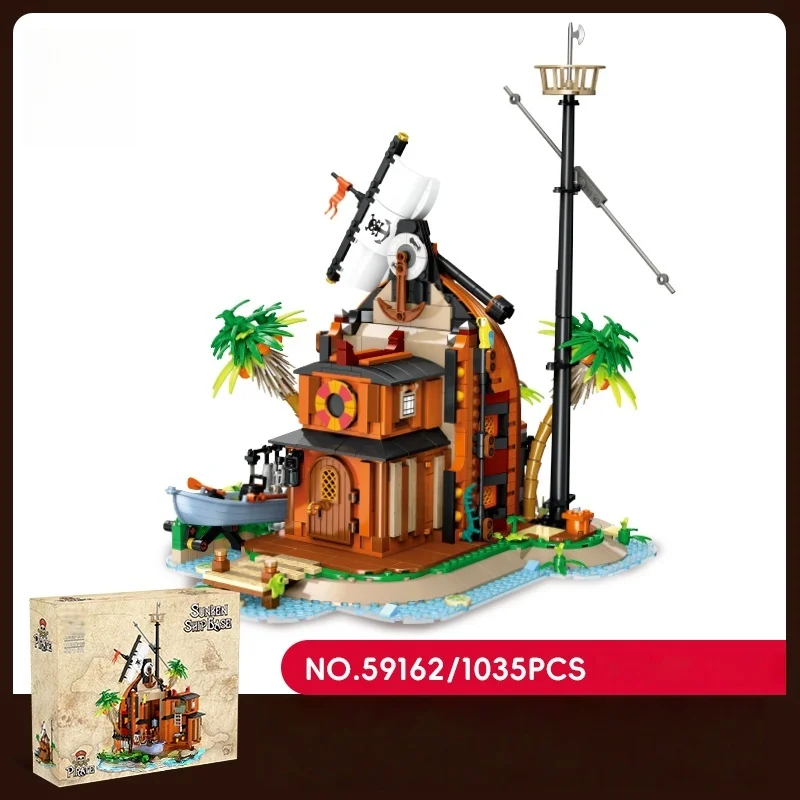 

Creative Movie Scenes Caribbean Pirate Shipwreck Base Block Construction Model Sets Building Bricks Educational Toys For Gifts