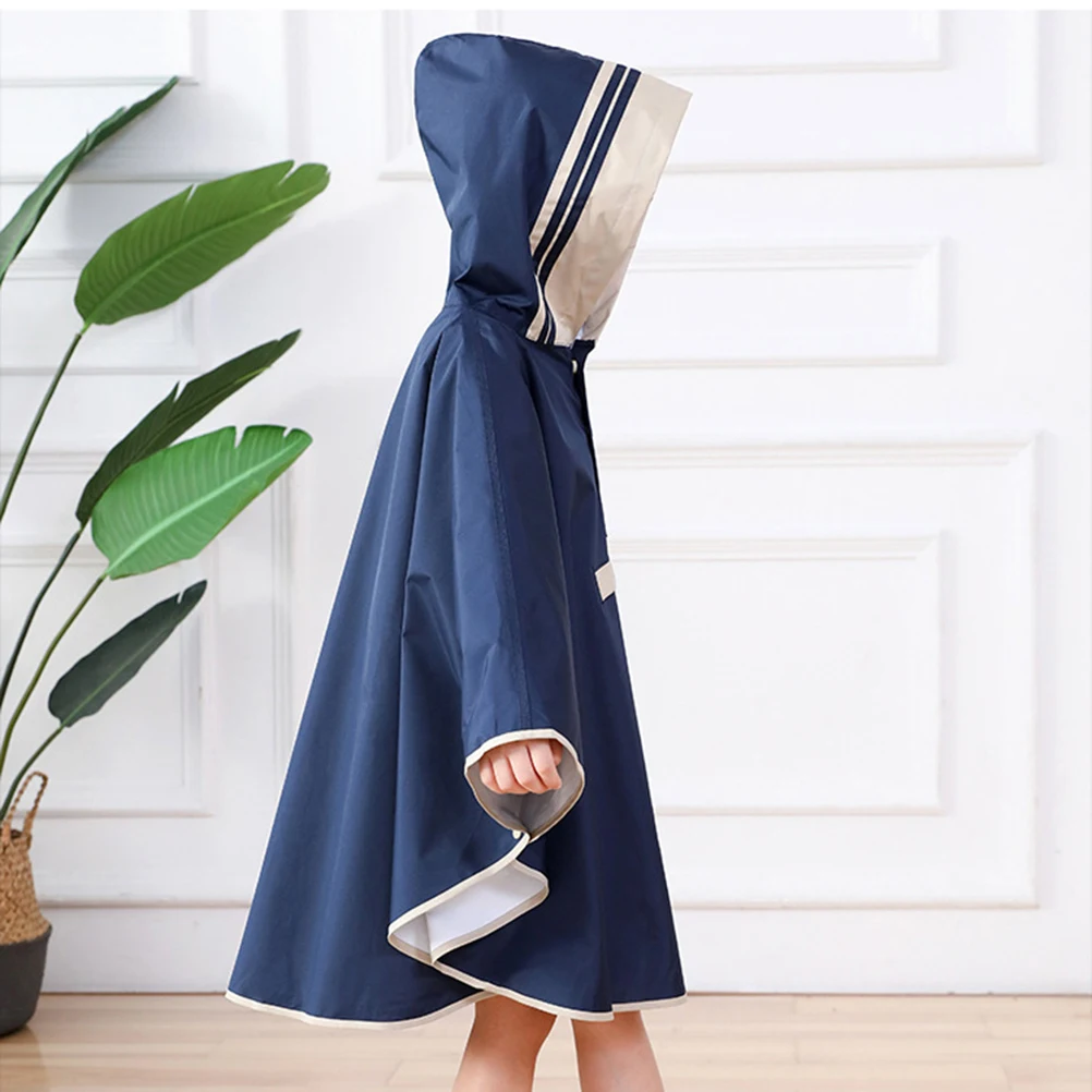 

Kids Raincoat Beige Ponchos Hooded Jacket Waterproof Lightweight Travel Outdoor Girls Boys Children Pupils Rainwear