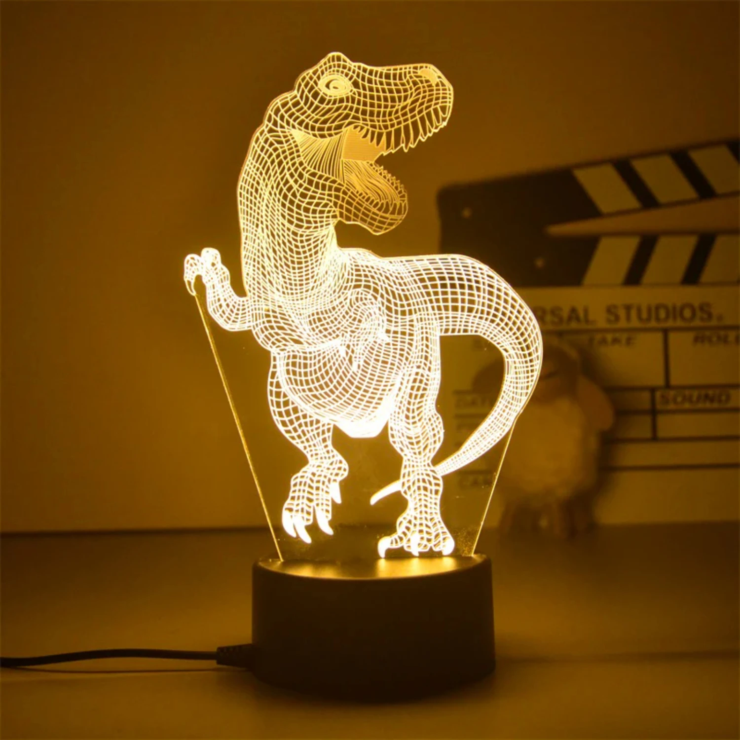 Neue entzückende niedliche Tier dinosaurier Serie 3d Acryl USB führte Nachtlicht-einzigartige und charmante Kind Kind Schlafzimmer Dekoration Lampe