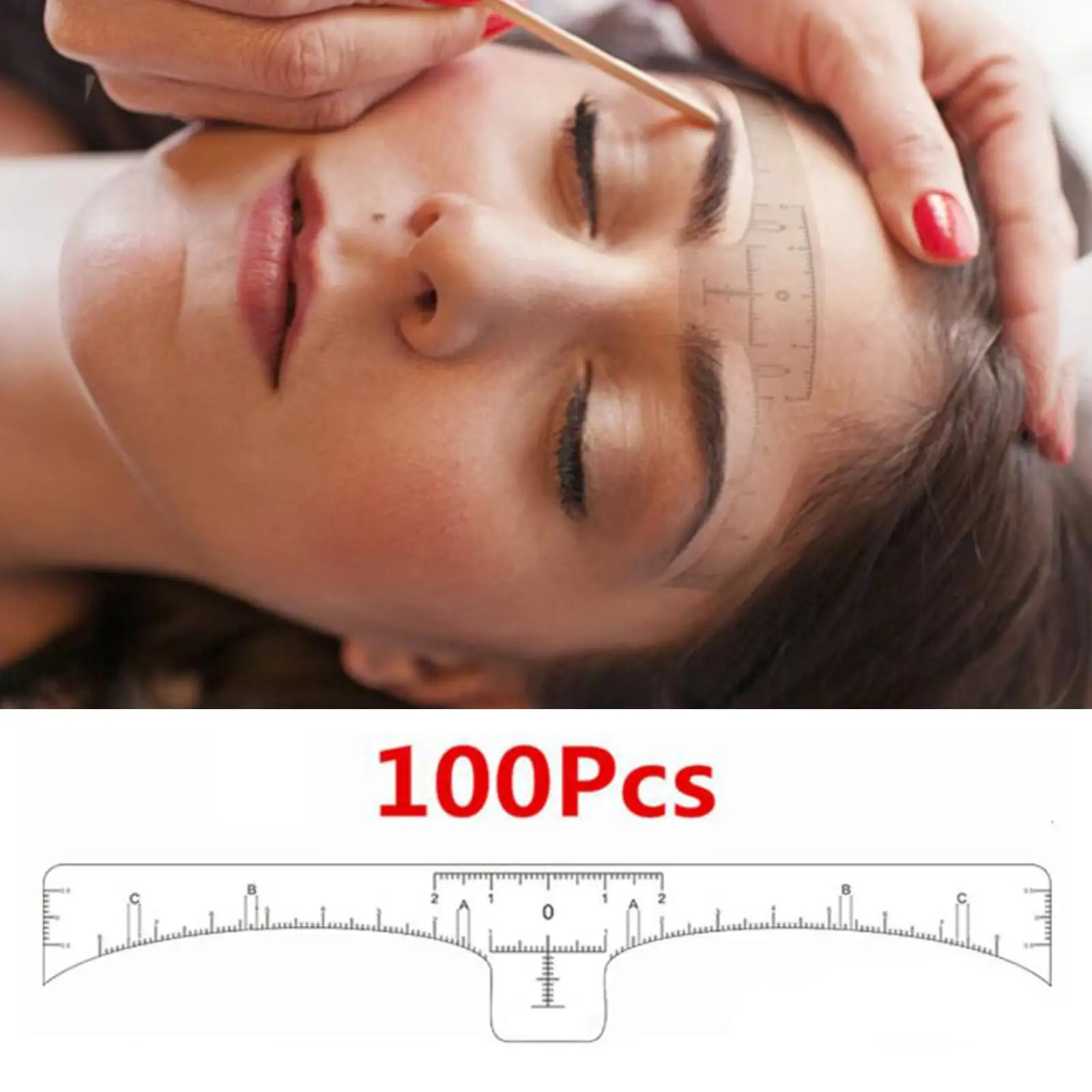 100-pack Eyebrow Ruler Sticker Tape Eyebrow Template Makeup Tool Fashionable