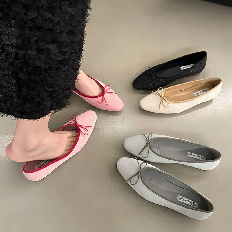 2024 primavera nuove donne di marca scarpe basse moda punta tonda poco profonda Slip On ballerine scarpe morbide tacco piatto rosa vestito scarpa da