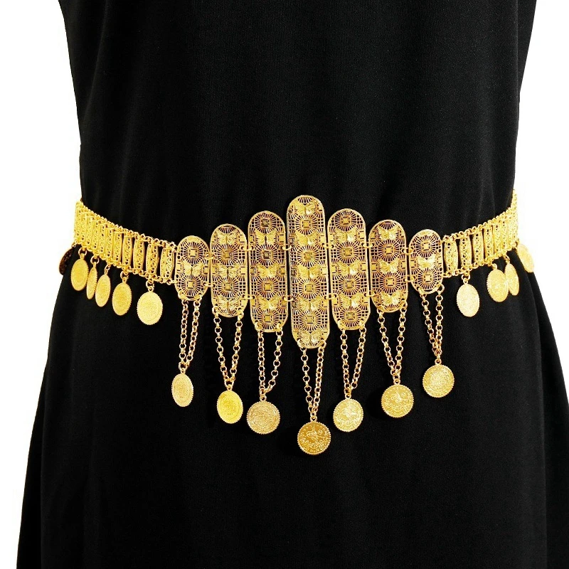 

MOGAKU Gold Color Metal Belly Chains for Women India Coin Tassel Dance Waist Body Chain Vietnam Golden Body Jewelry Accessories