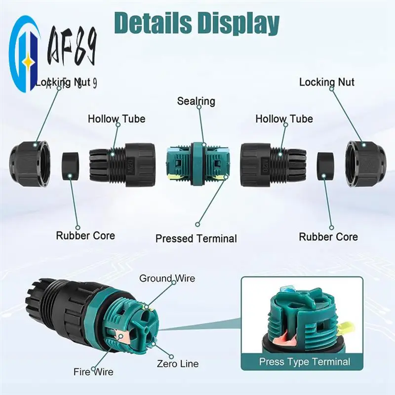 

AF89-4 PCS 2 Way 3 Pole Junction Box Plastic IP68 Outdoor Waterproof Electrical Cable Connector Ø5-12 Mm