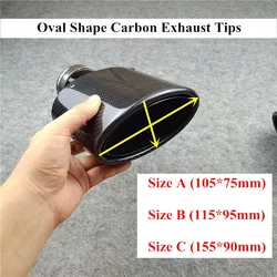 Oval Slanted Carbon black Exhaust Tips Glossy muffler Exhaust tip For Universal Akrapovic Carbon muffler pipes Tailpipe trims