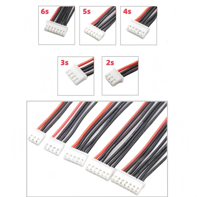 10PCs/lot 2S 3S 4S 5S 6s silicone cable 15 20 30cm balance charging line B6 balance charging plug lithium battery assembly line