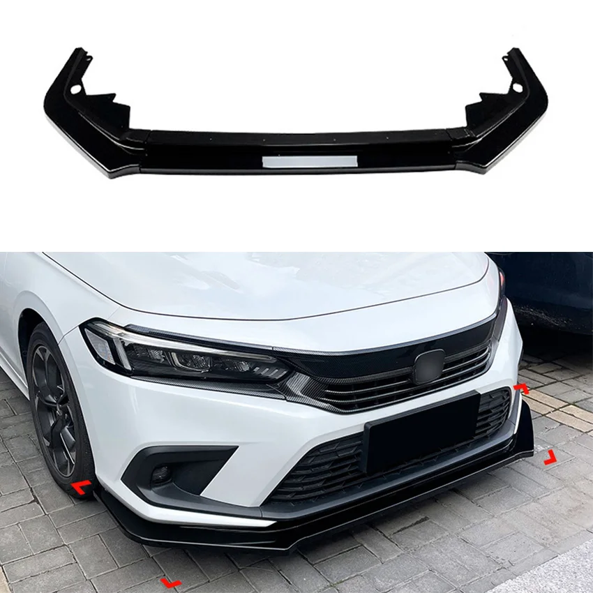 

Front Bumper Lip Spoiler Diffuser Splitters Body Kit Aprons Cover Guard Trim For Honda Civic 11th 2021+