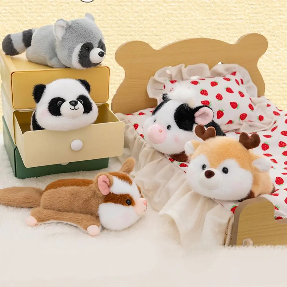 Schattige kleine konijn wasbeer pop clip border collie pluizige panda knuffel husky interactieve herten pluche pop kinderen geschenken