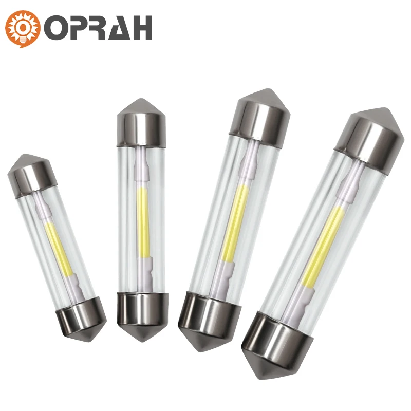 4X Glass Housing COB Filament C5W C10W Festoon 31 36 39 41MM Door Trunk Led For Car License Plate Light Dome Lamp 6000K Bulb 12V