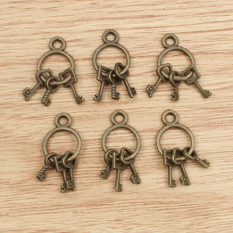 10pcs 24X13mm Antique Silver Plated Bronze Gold Plated Key Chain Handmade Charms Pendant DIY Jewelry Findings