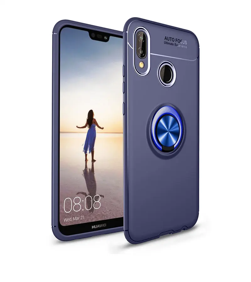 

Huawei P Smart 2019 POT LX1 Case Magnetic Car Ring Holder Silicone TPU Soft Back Cover Phone Case for Huawei PSmart 2019 POT LX3