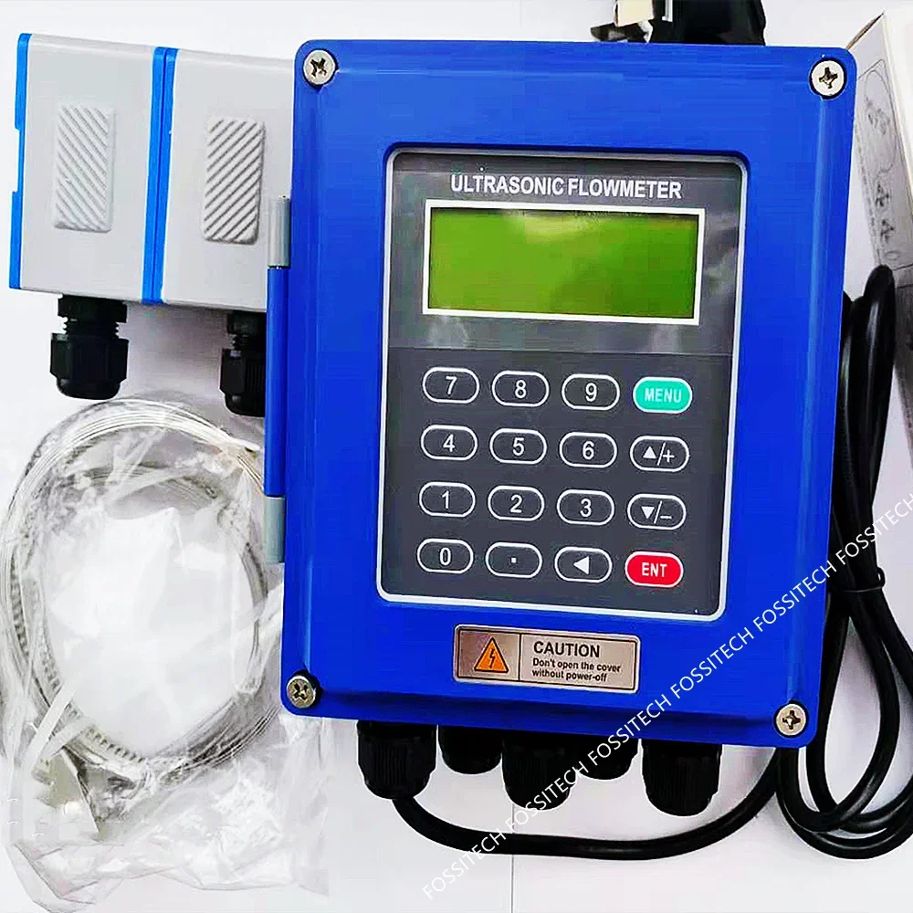 Digital Ultrasonic Water Flowmeter Wall Mounted Clamp On TM-1 Transducer DN50mm~700mm TUF-2000B RS485 Interface IP67 Protection