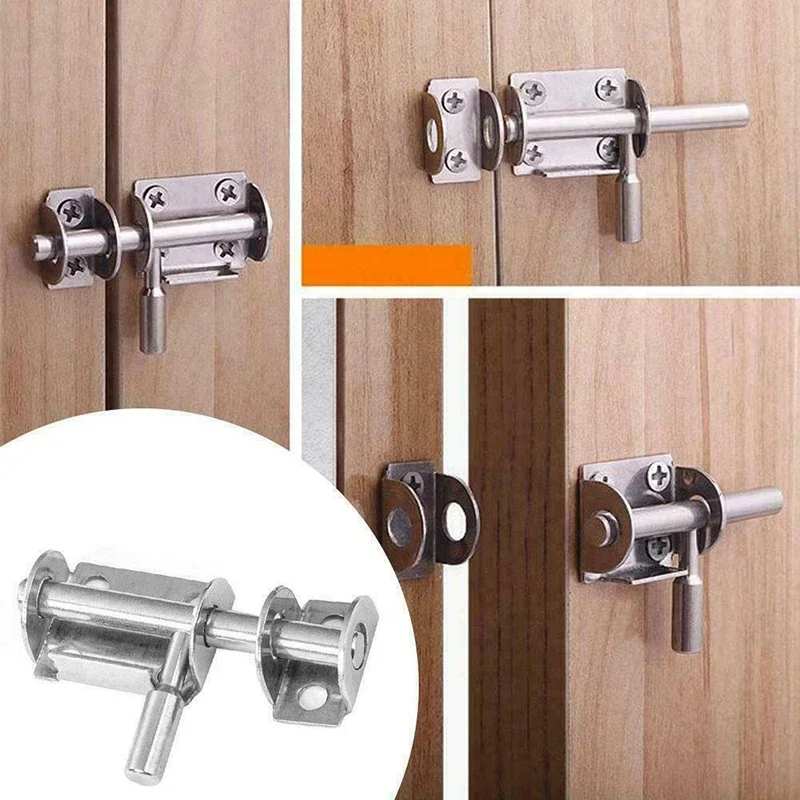 1Pc Wooden Door Stainless Steel Door Latch Solid Sliding Bolts Latch Hasp Home Hardware Gate Toilet Door Lock Household Accesor