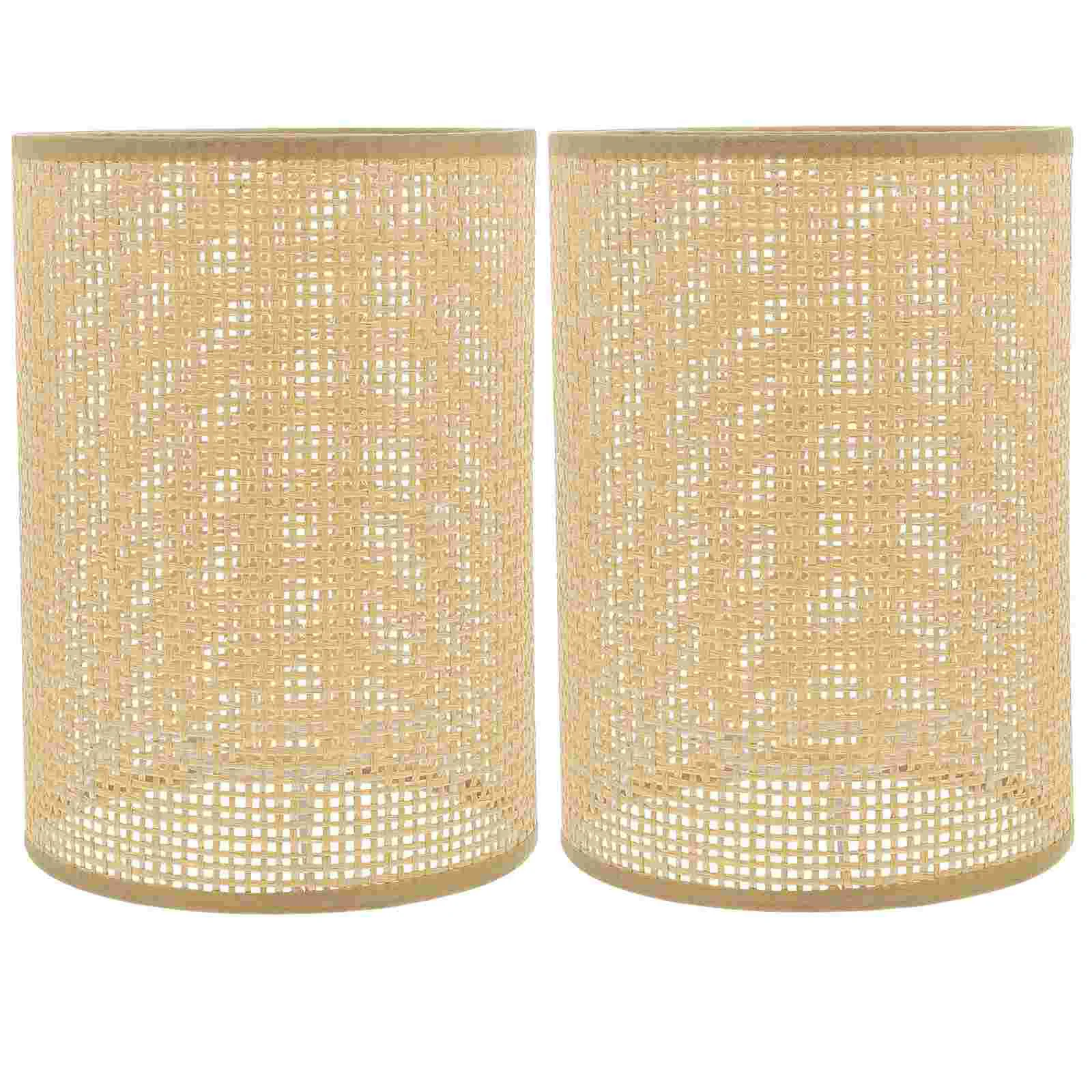 2 Pcs Lamp Shade Woven Pendant Light Shades Unique Floor Lampshades for Table Rattan Holder