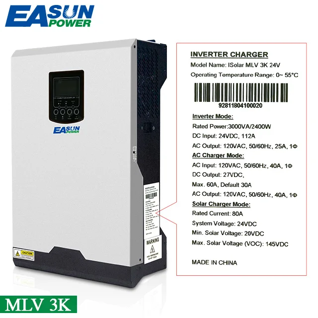 EASUN 파워 오프 그리드 태양광 시스템, MPPT 순수 사인파, 태양광 인버터, 24V, 3Kw, 110V, 120V