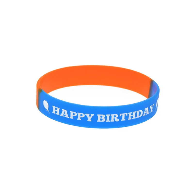 50 Pcs Happy Birthday Silicone Bracelet for Party Subsection Color Youth Size