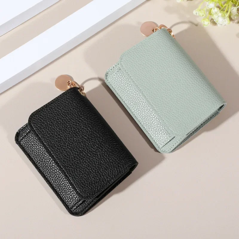 Dompet Lucu Baru untuk Wanita, Dompet Kecil dengan Kancing untuk Kartu Kredit, Dompet Koin Kulit PU untuk Wanita, Dompet Pendek untuk Wanita