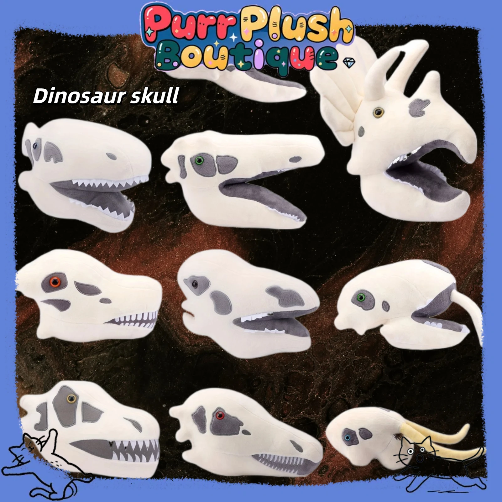 

Dinosaur Skull Plush Toy Fossils Plush Riceratops Skull Figurine Stuffed Dolls Tyrannosaurus Creative Fuzzy Send Friends Gift