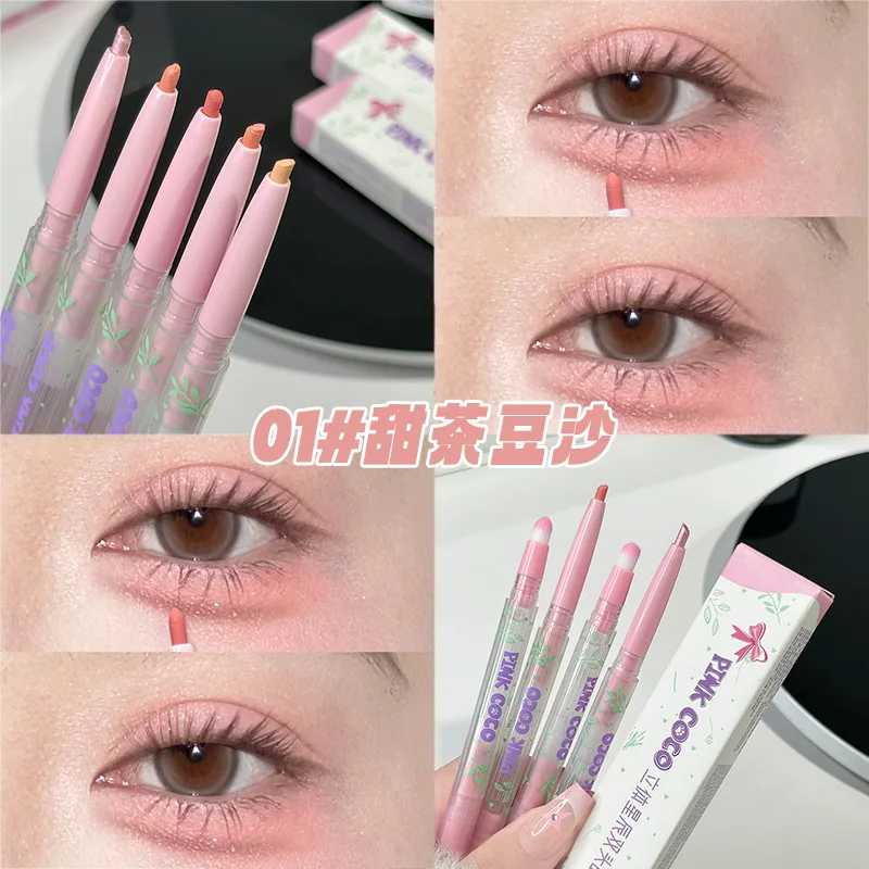 더블 엔드 라잉 누에 아이 라이너 펜슬 글리터 매트 브라이트닝 아이 섀도우 스무스 속건성 눈꺼풀 펜 한국 메이크업