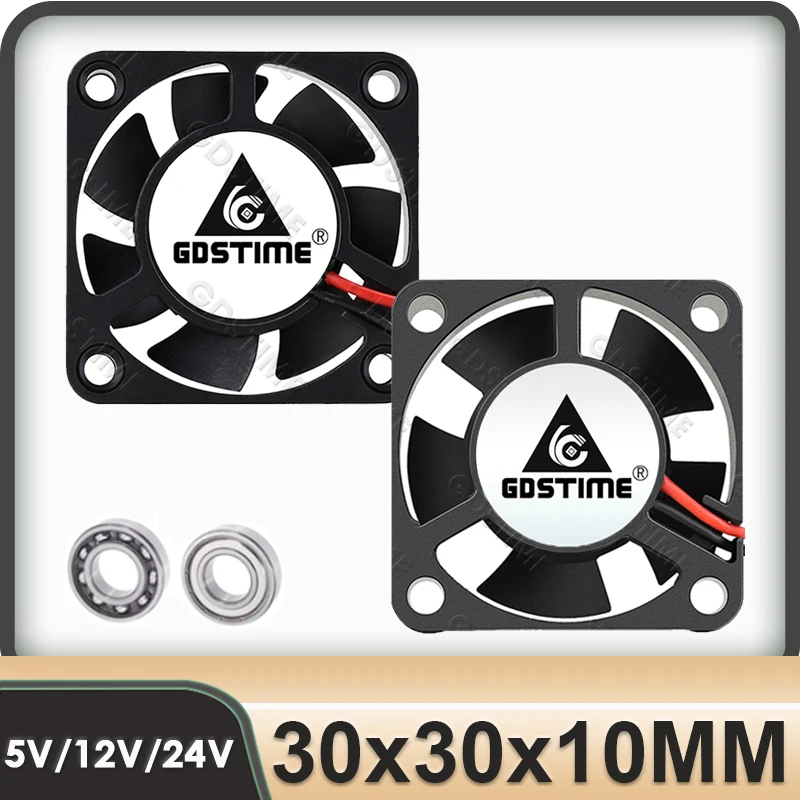 Gdstime 3010 3cm Dual Ball Brushless Cooling Fan 30x30x10mm DC 5V/12V/24V Exhaust Cooler Fan 30mm Axial Fan for 3D Printer