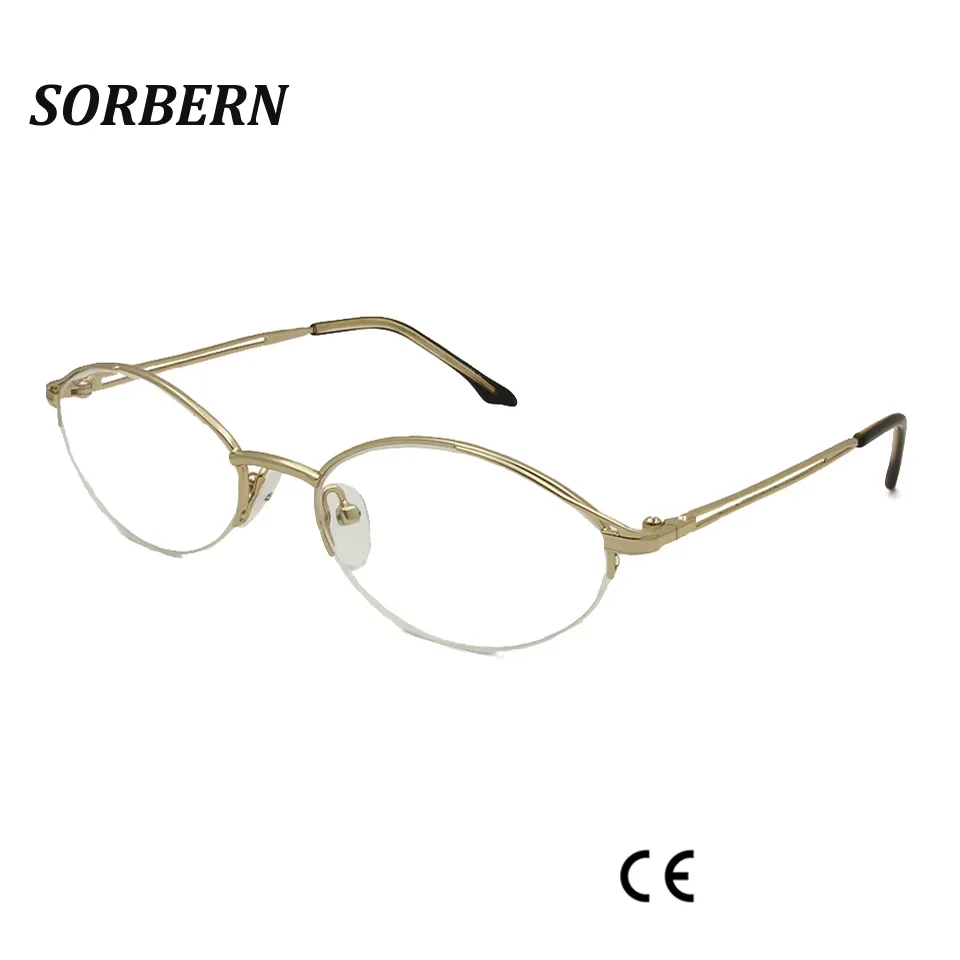 Metal Half Rim Optical Frame Glasses Women Spectacles Frame Eyeglasses Men Oval Clear Lens Lunette Femme Eyewear Accessories