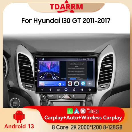 

2 din for Hyundai I30 GT 2011-2017 Android 13.0 128G Multimedia Player Car Radio Wireless Carplay Android Auto Original Car Menu