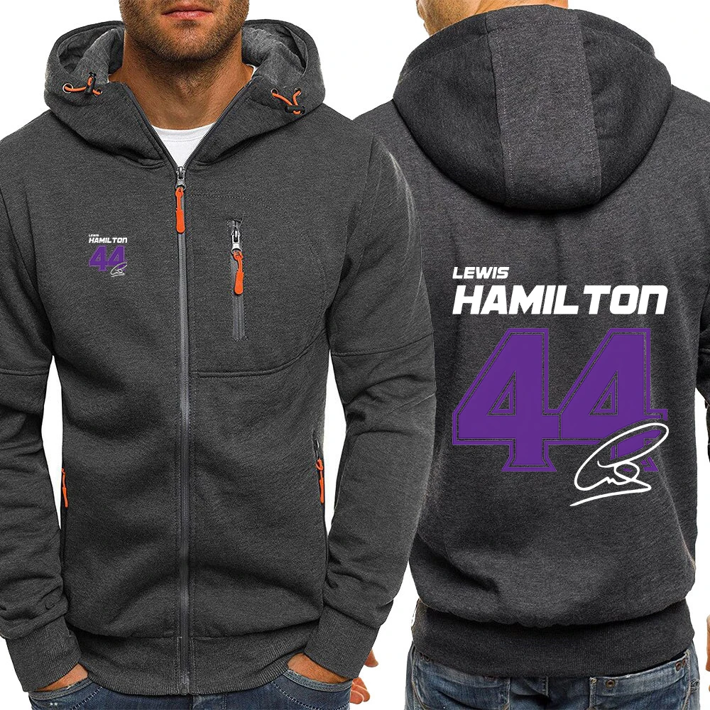 2025 Spring Autumn Lewis Hamilton Digital 44 New Men's Three-color Zipper Hoodie Long Sleeve Slim Fit Cotton Jacket