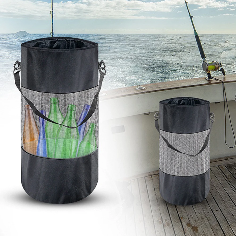 Boat Trash Can Reusable Trash Bag Portable Mesh Garbage Bag 600D Oxford Mesh Boat Garbage Can Fishing Accessories