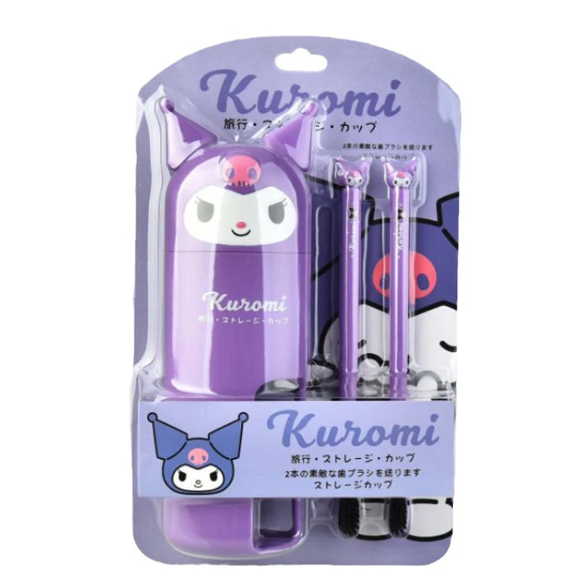 

Sanrio Cartoon Kuromi Wash Cup Set Kawaii My Melody Soft Bamboo Charcoal Toothbrush Travel Portable Set Children Gifts for Girls