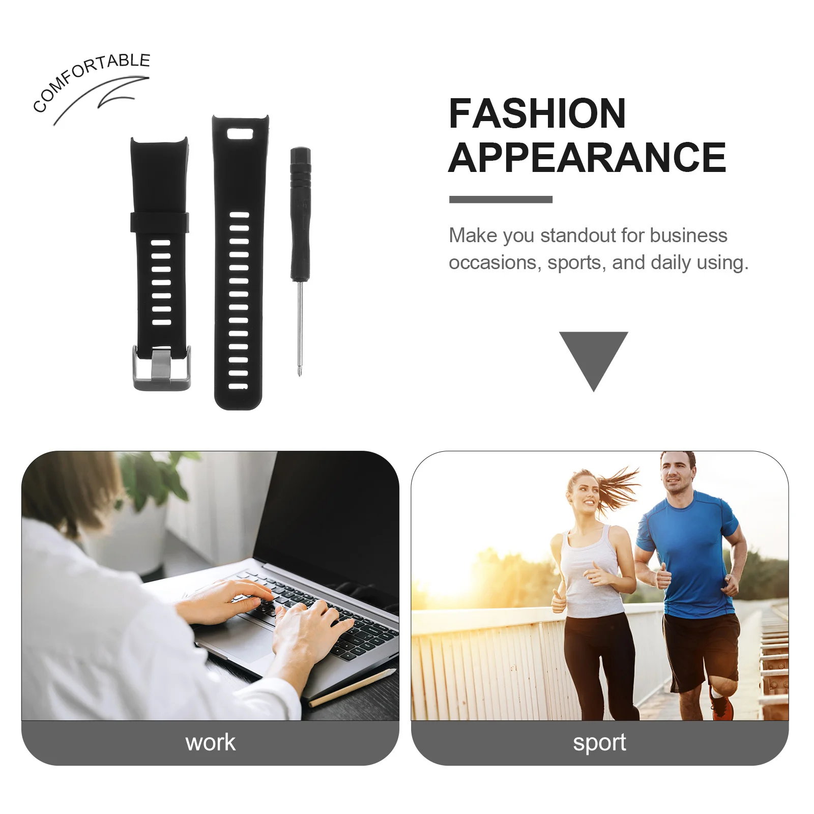 

Sturdy Black Silicone Watchband for Hr Quick Release Replacement Strap Lightweight Secure Fit Ideal for Active Lifestyle