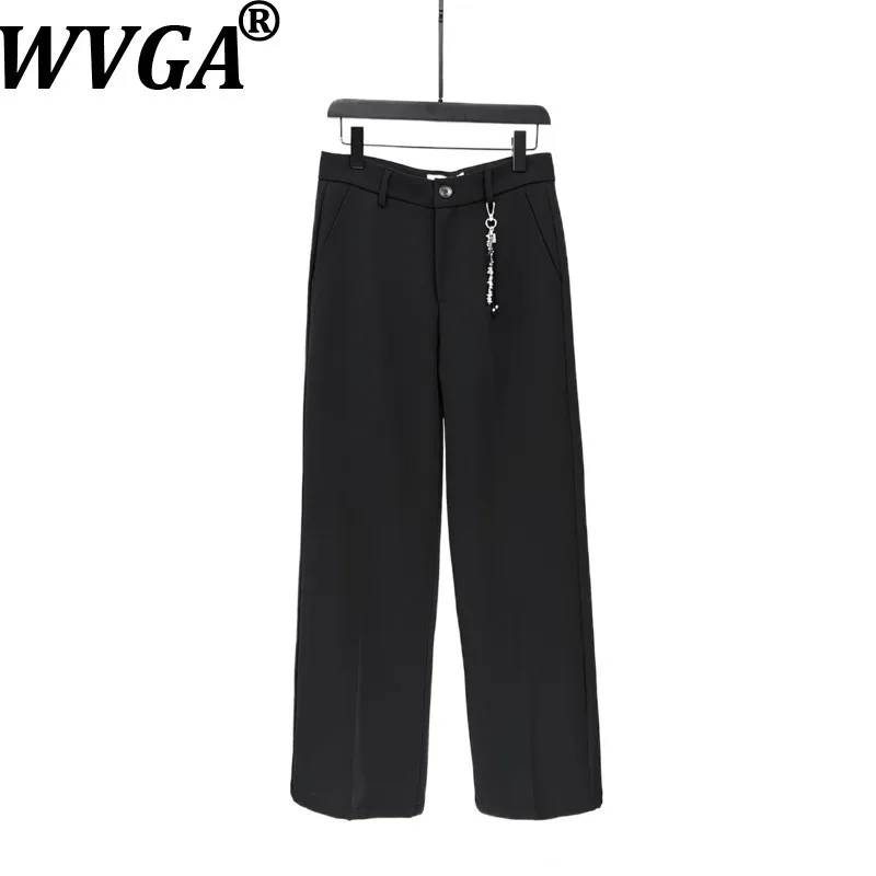 

WVGA Весна Осень Новый Мужской Tide High Street Темная одежда Прямая драпировка Модный нишевый шикарный повседневный широкий костюм Брюки Ins Y2K W13873