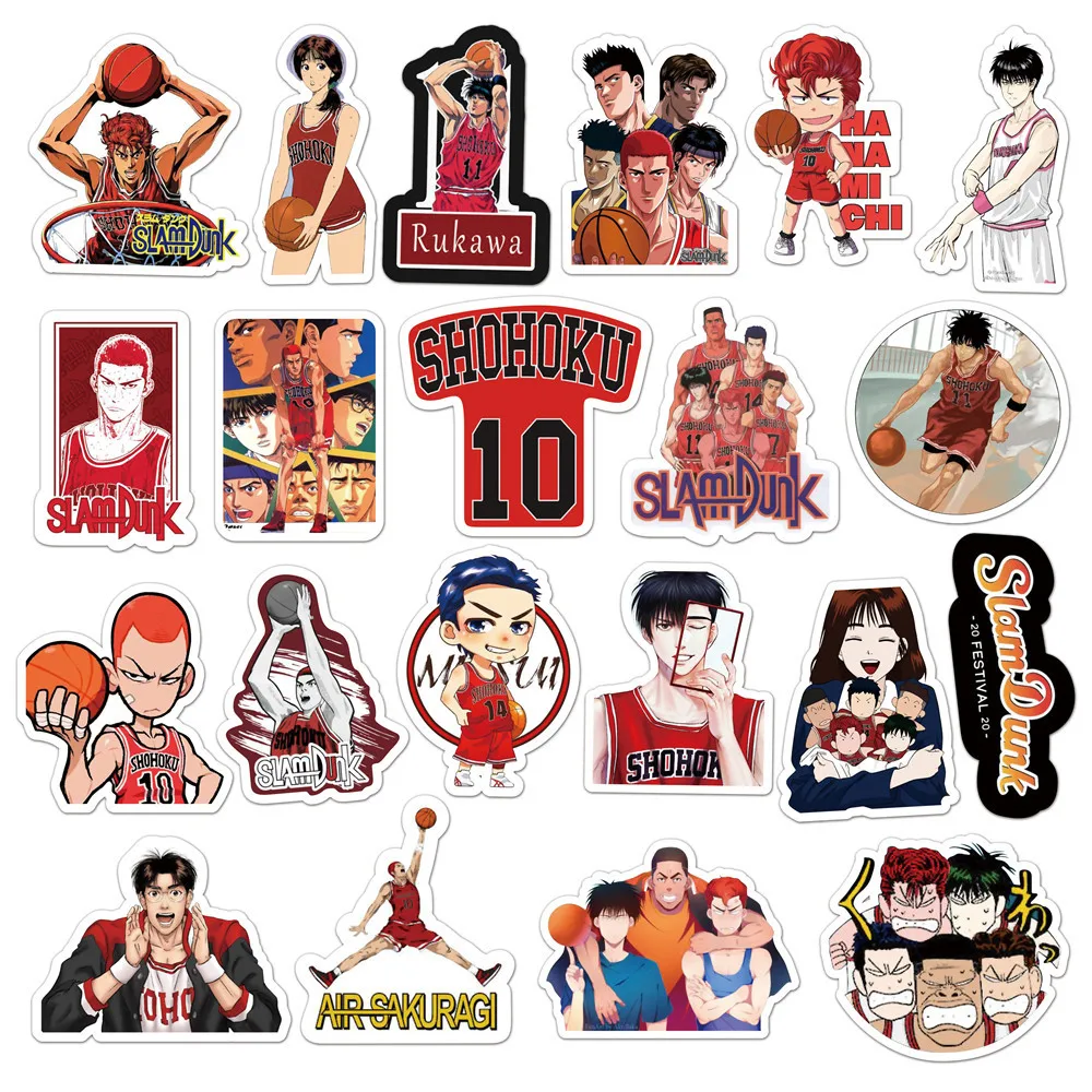 50pcs Slam Dunk Anime Stickers Cute Phone Case Waterproof Sticker Pack Kawaii Packaging Laptop Skin Art Supplies
