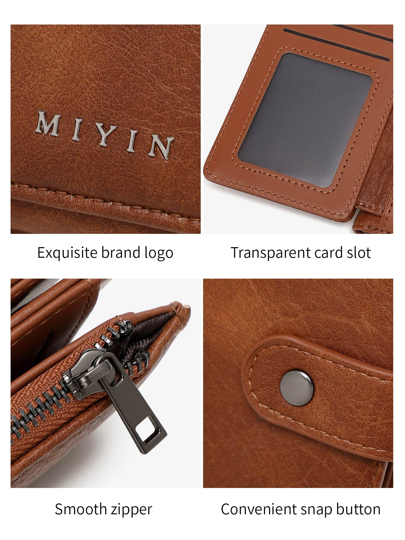 MIYIN RFID anti-theft brush retro three fold women\'s short wallet PU leather multi card slot wallet multifunctional zero wallet