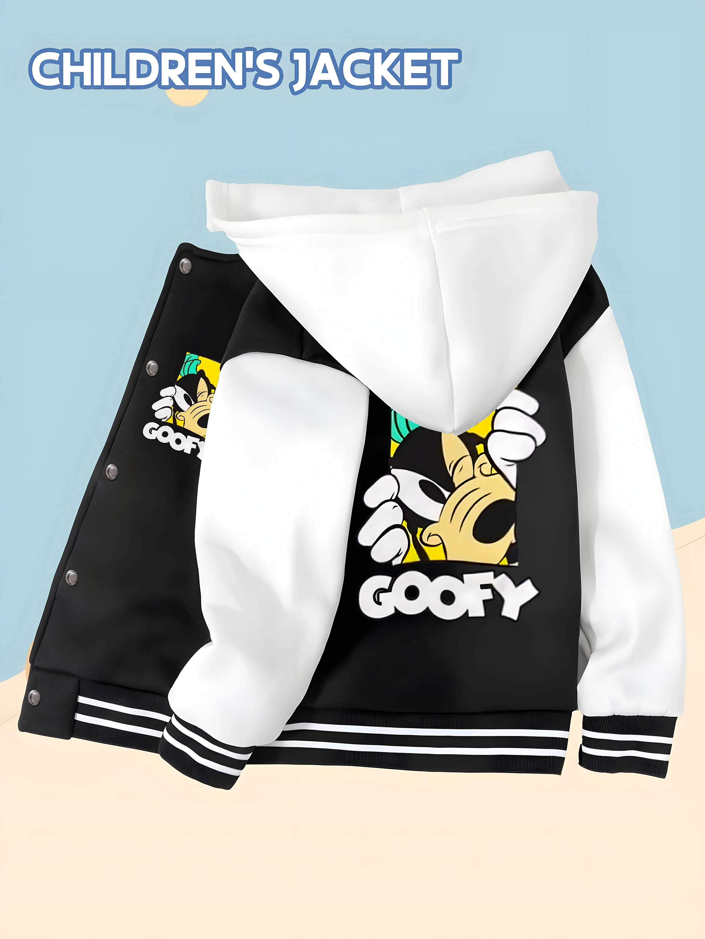 

MINISO Disney collaboration Goofy boys' baseball shirt- Goofy logo on the front,funny print on the back,soft and comfortable