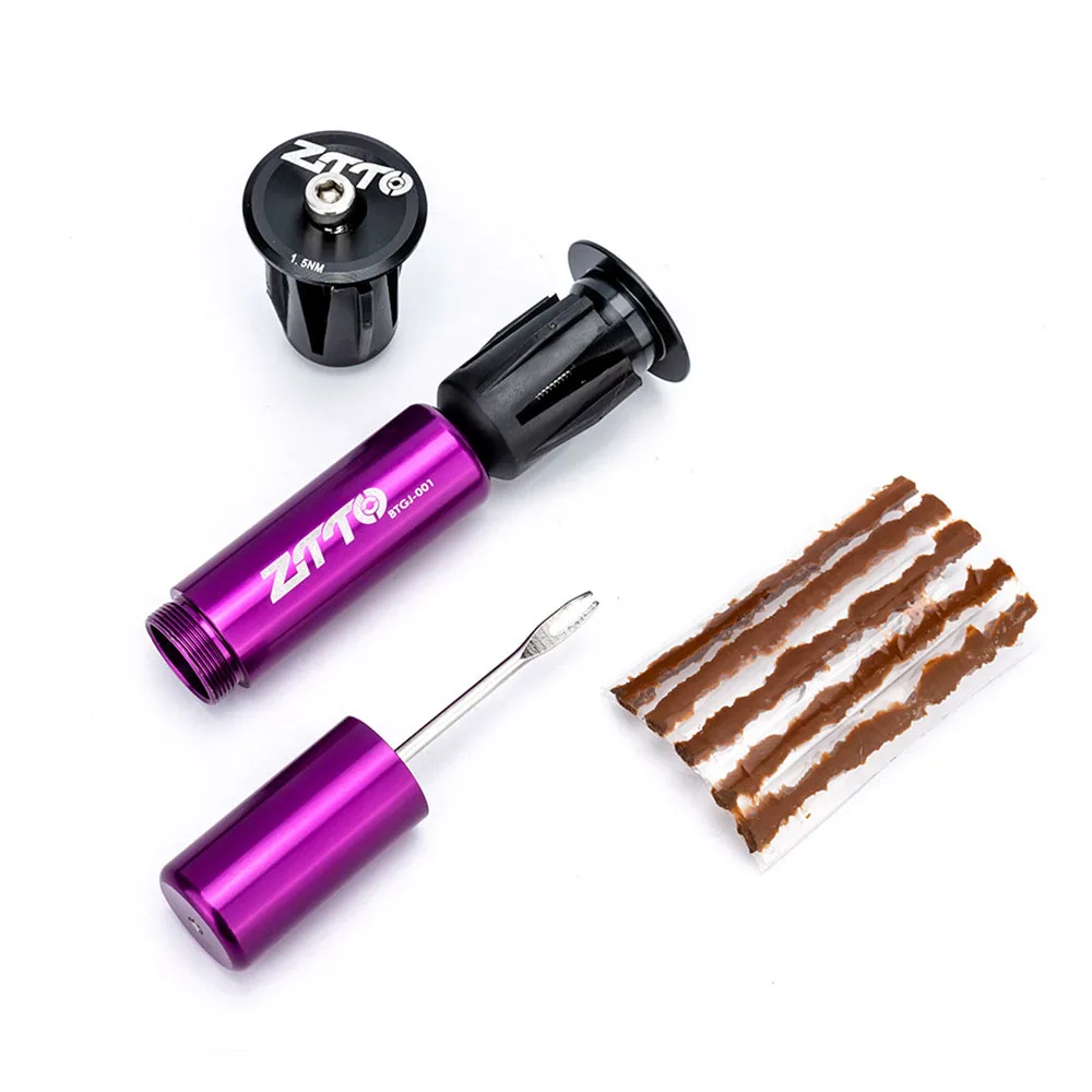 ZTTO Bike Tire Repairing Kit Tubeless Tire Plug Tool Fix Flat Puncture with Strips Handlebar Plugs for MTB Mountain Road Bike