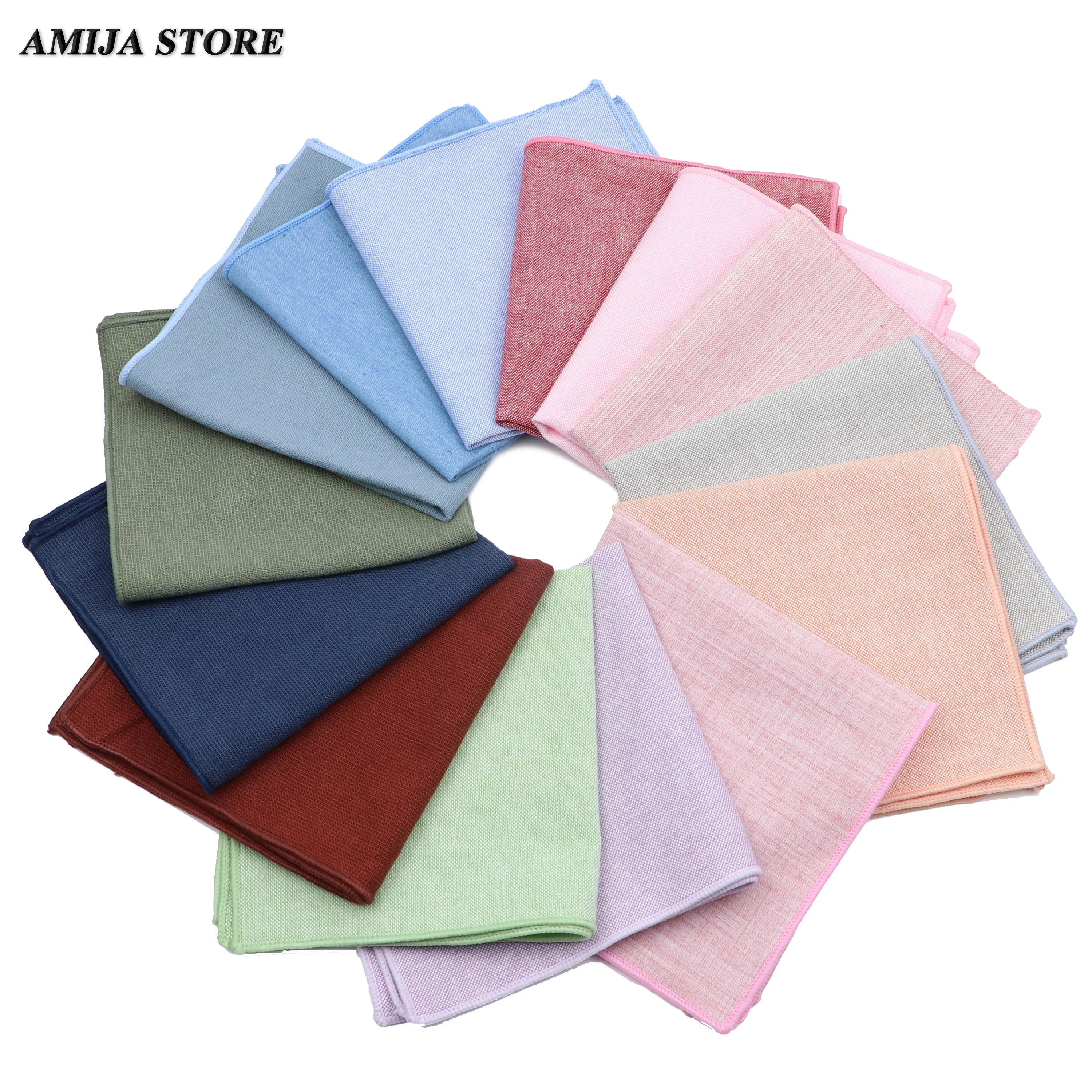 Solid Color Handkerchief Cotton Unisex Pink Blue Pocket Square Hankies Colorful Scarf Chest Classic Style Towel Bowtie Accessory