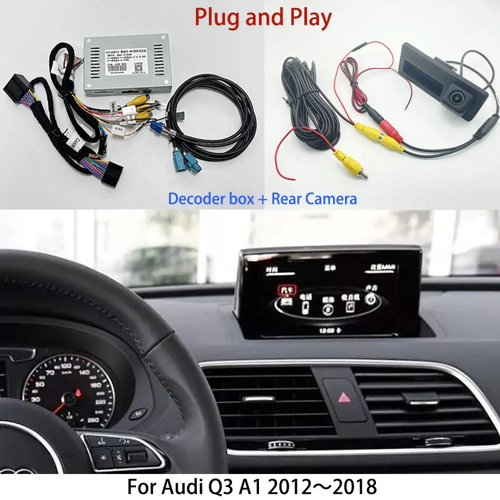 

Car Dynamic Trajectory Reverse camera Decoder For Audi Q3 A1 2012~2018 Interface Adapter Original screen upgrade RearView Camera