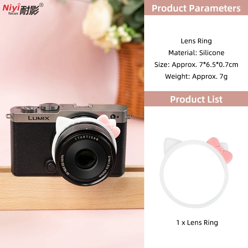 Cute Cartoon Cat Ear Lens Decorative Ring Silicone Universal Camera Lens Ornament Creative DIY for Canon G7X3 Sony Lumix Nikon