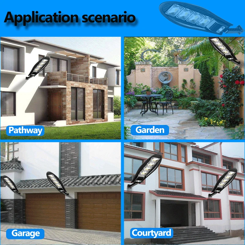 D2 Powerful Yard Solar Lamps 3 Modes 8000W Outdoor Solar Light Waterproof Street Lamp Remote Control Spotlight for Garden House