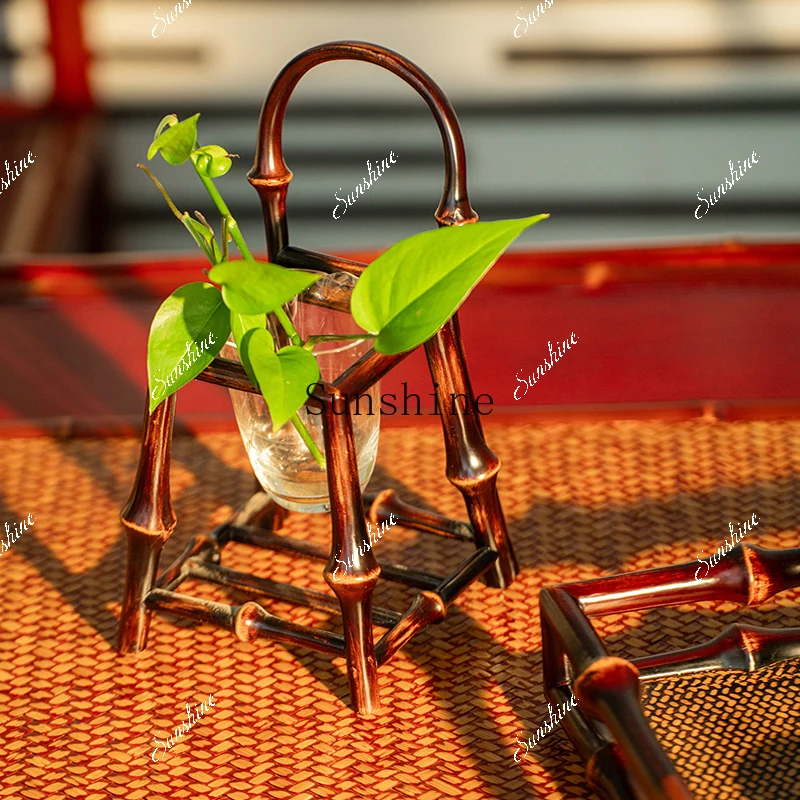 

Desktop small flower stand, living room balcony, household Zen decorative ornament, hanging shelf FT