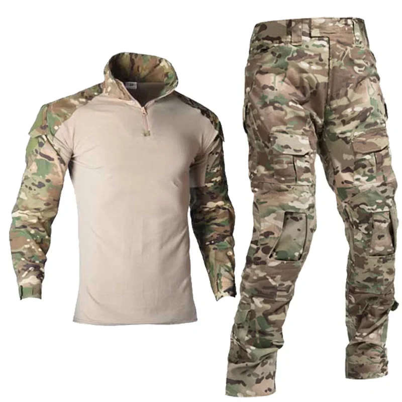 Outdoor long short-sleeved CP camouflage clothing women's suit men's frog clothing spring and autumn