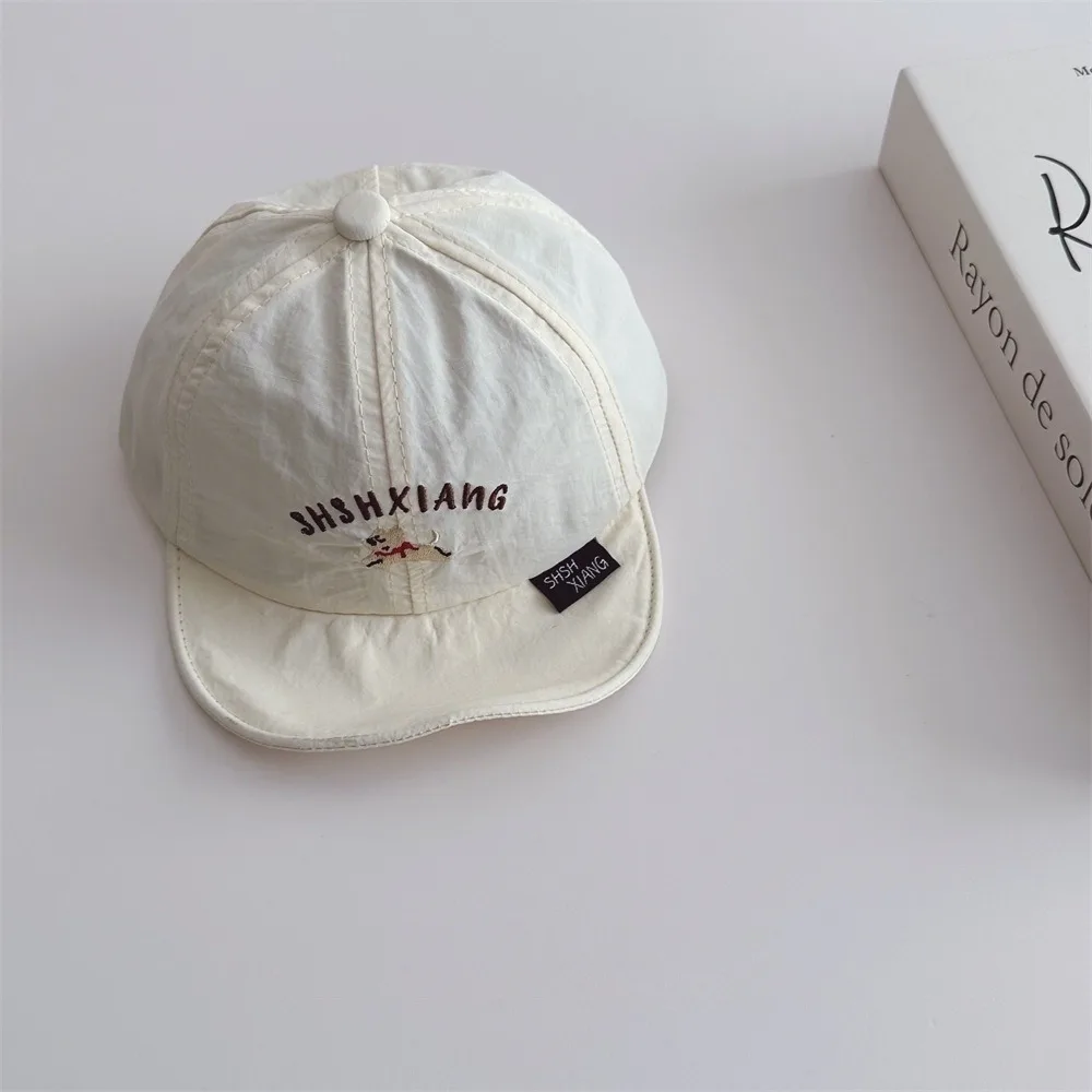 

Милая бейсболка в корейском стиле с щенком, быстросохнущая летняя шляпа от солнца с вышивкой букв, детская шляпа с защитой от УФ-лучей для девочек