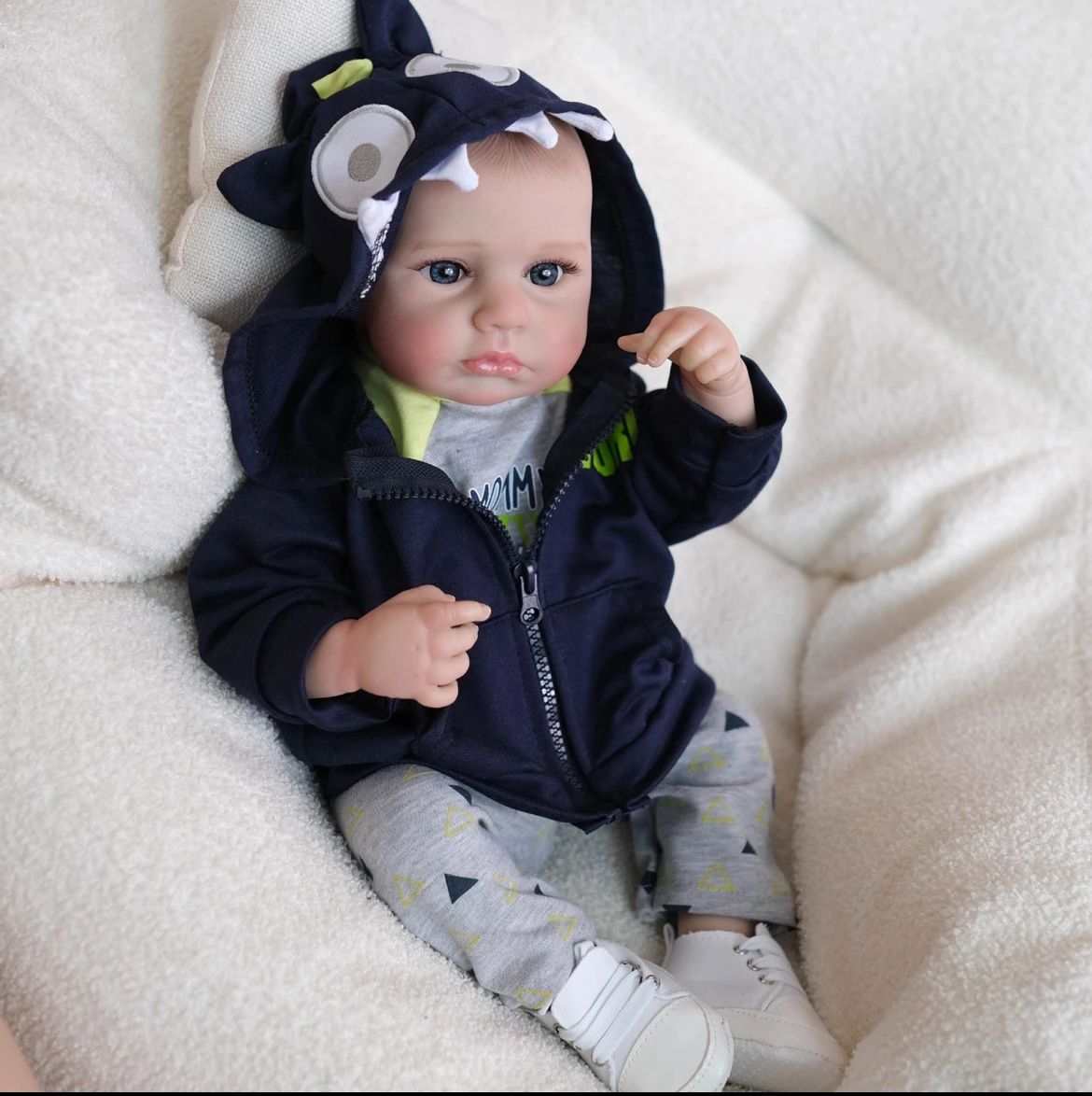 19" ultra-realistische herboren babypop: levensechte pasgeboren met zachte vinylhuid, handgeschilderde aderen, hoogwaardig peuterspeelgoed