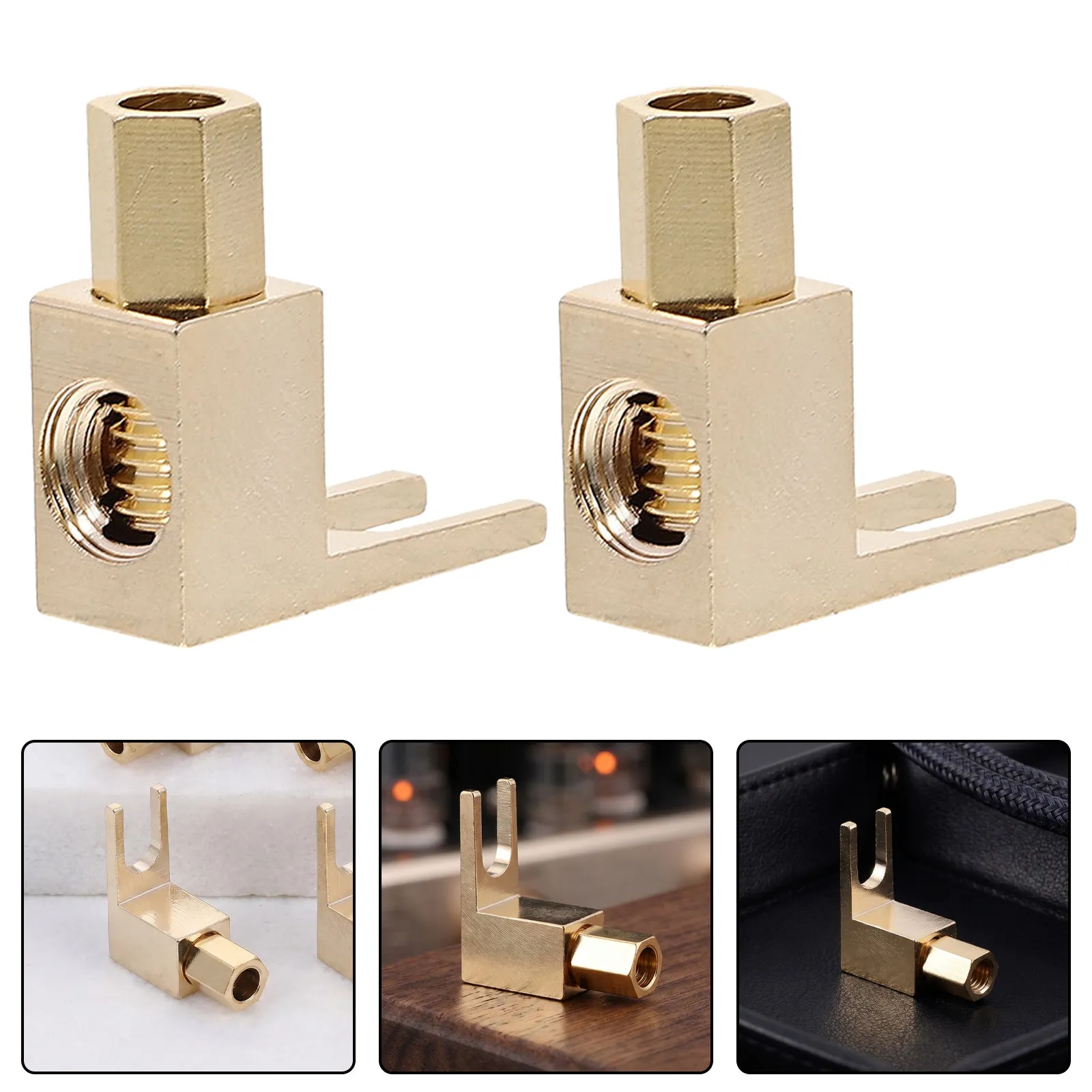 6Pcs Copper Theater Wire Terminal L Shape Spade Connector Gold Plated Y Fork Speaker Cable Adapter for Hifi Vintage Amplifier