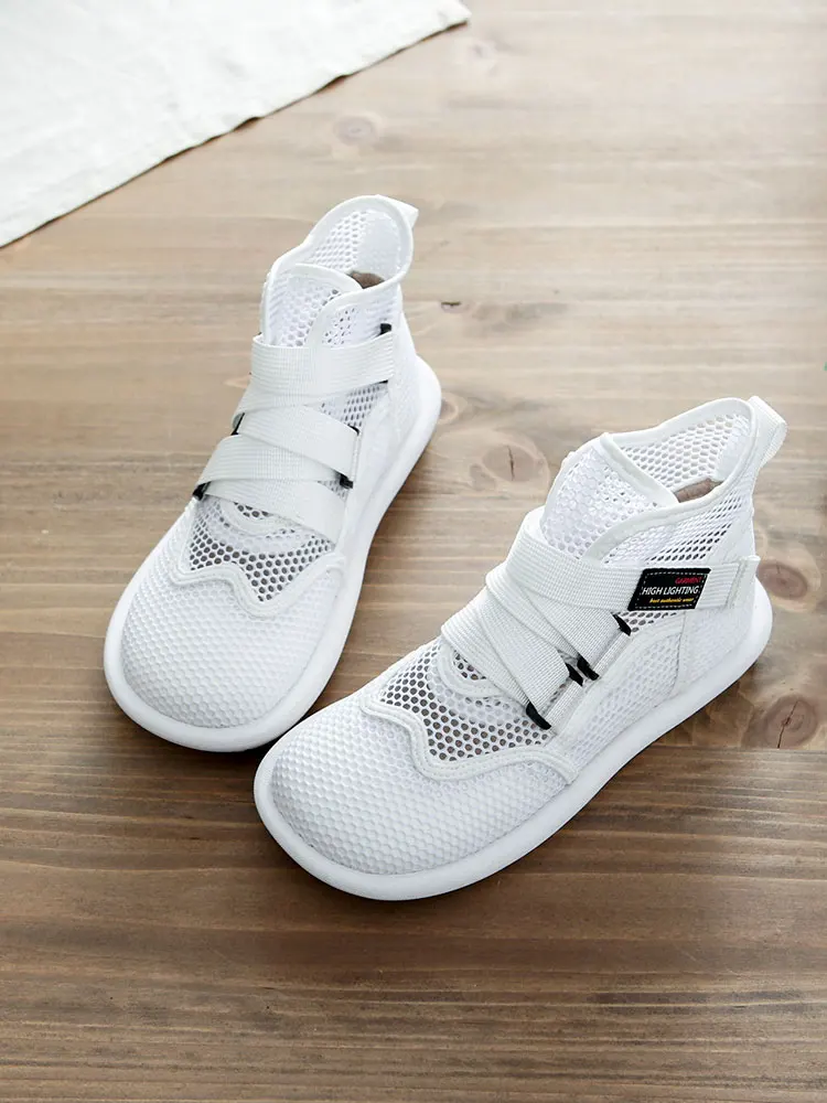 

Women's Summer High-Top Breathable Hollow out Flat Bottom Sandals Magic Tape Forest System Artistic Clog Shoes
