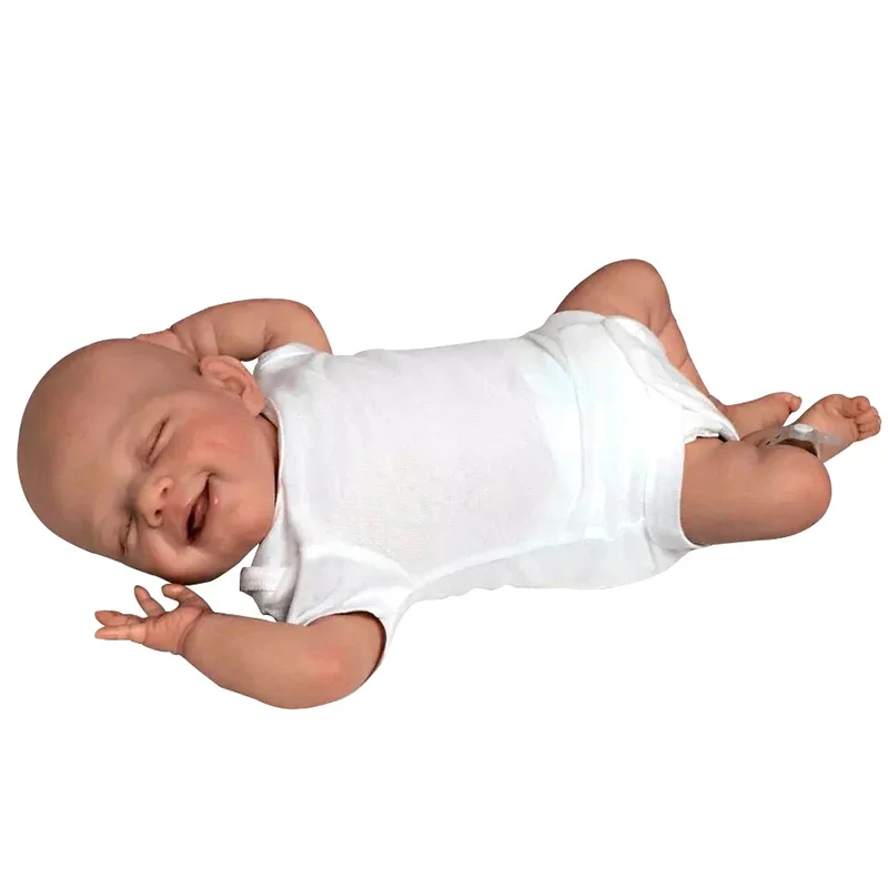 19inch Already Painted Full Body Silicone Reborn Baby Doll Sleeping April Lifelike Soft Touch Bath Toy 3D Skin