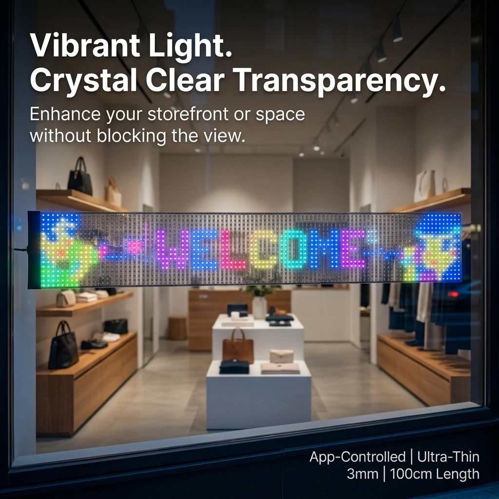 DIY LED Matrix Panel Transparent Soft AI Voice Remote Bluetooth App Scrolling Sign For Car Store Window Bar Hotel