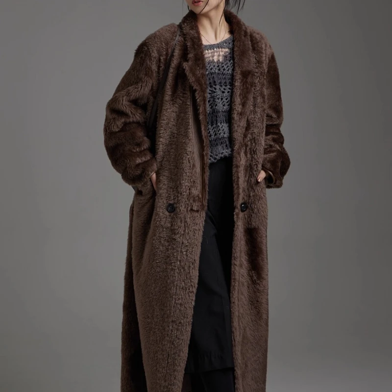 AYUNSUE 천연 양피 모피 코트 여성 진짜 가죽 자켓 럭셔리 의류 여성 겨울 롱 코트 2025 루즈 피트 Шуба Женская
