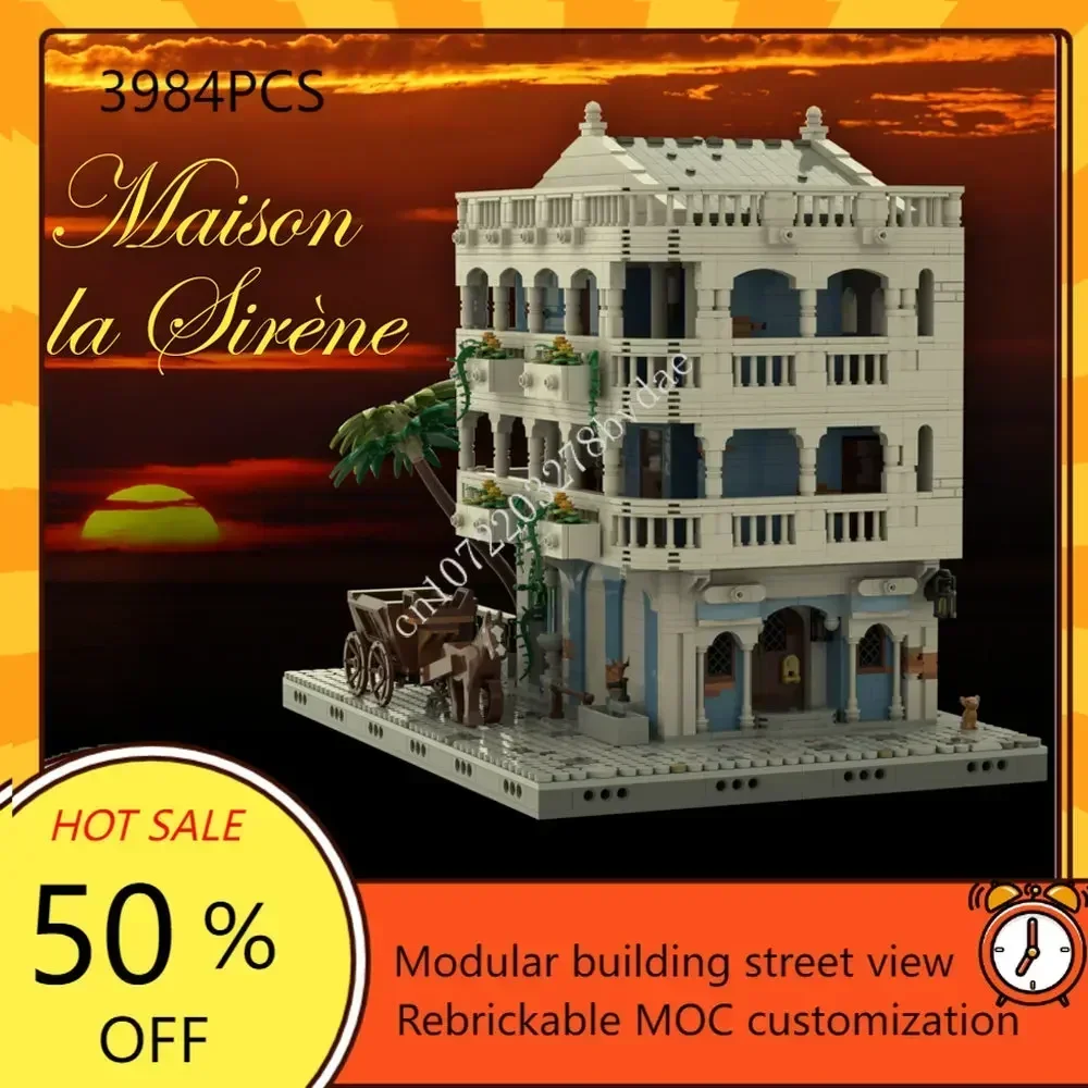 

Модульная модель Maison La Sirène, креативная модель MOC, модель для создания уличных зданий, Сборная модель для самостоятельного обучения, игрушки, подарки